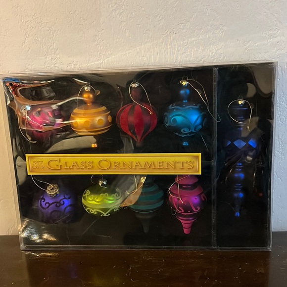 Holiday Costco Jewel Tone Christmas Ornaments Set Of 9 Matte Flocked